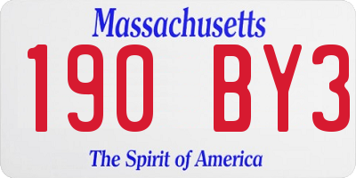 MA license plate 190BY3