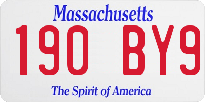 MA license plate 190BY9