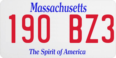 MA license plate 190BZ3