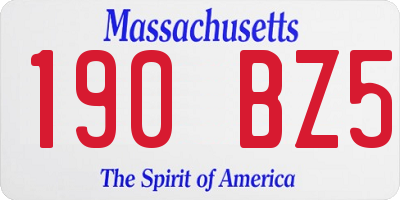 MA license plate 190BZ5