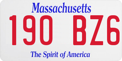 MA license plate 190BZ6