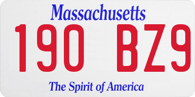 MA license plate 190BZ9