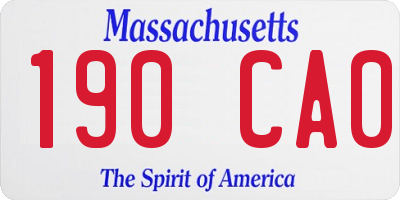 MA license plate 190CA0