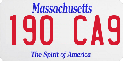 MA license plate 190CA9