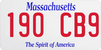 MA license plate 190CB9