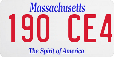 MA license plate 190CE4