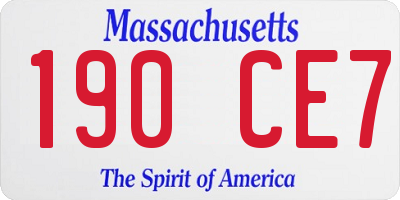 MA license plate 190CE7