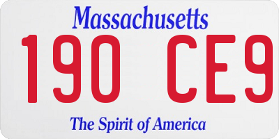 MA license plate 190CE9
