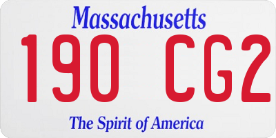 MA license plate 190CG2