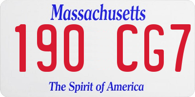 MA license plate 190CG7