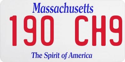 MA license plate 190CH9