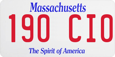 MA license plate 190CI0