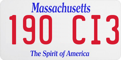 MA license plate 190CI3