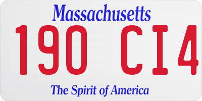 MA license plate 190CI4