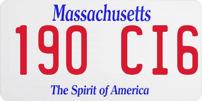 MA license plate 190CI6