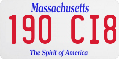 MA license plate 190CI8