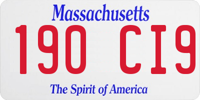 MA license plate 190CI9