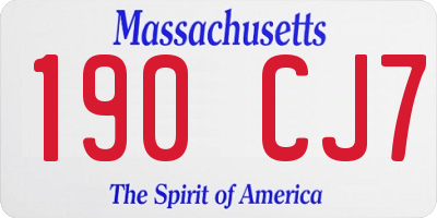 MA license plate 190CJ7