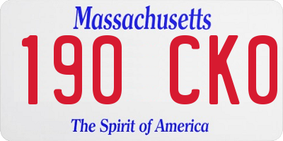 MA license plate 190CK0