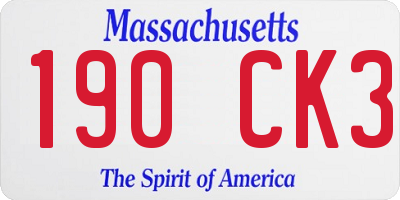 MA license plate 190CK3