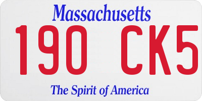 MA license plate 190CK5