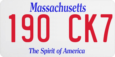MA license plate 190CK7