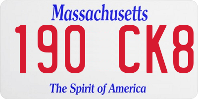 MA license plate 190CK8