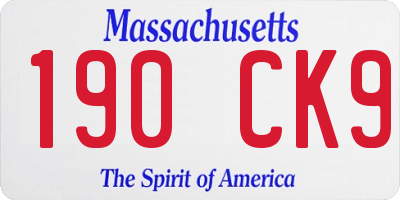 MA license plate 190CK9