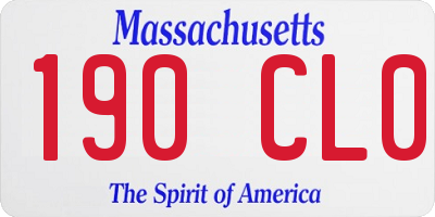 MA license plate 190CL0