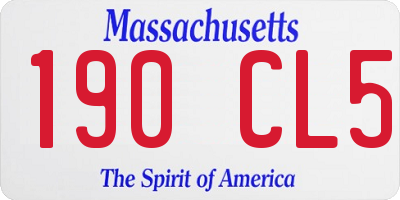 MA license plate 190CL5