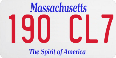 MA license plate 190CL7