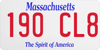 MA license plate 190CL8