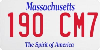 MA license plate 190CM7