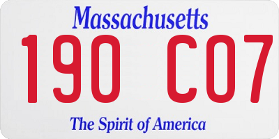 MA license plate 190CO7