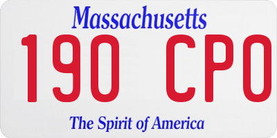 MA license plate 190CP0