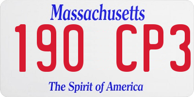 MA license plate 190CP3