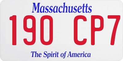MA license plate 190CP7
