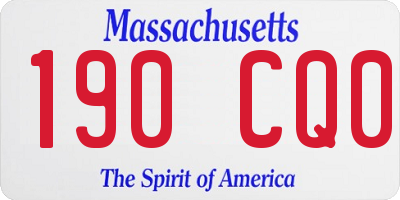MA license plate 190CQ0