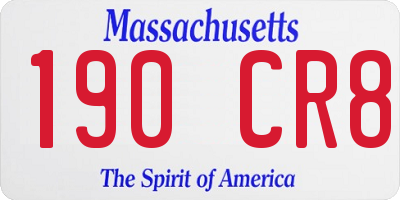 MA license plate 190CR8
