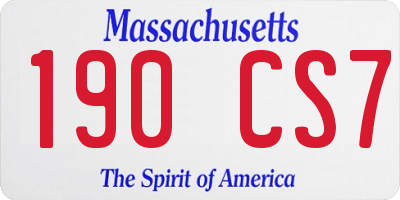 MA license plate 190CS7