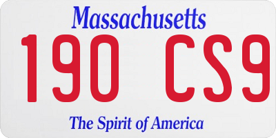 MA license plate 190CS9