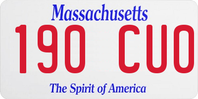 MA license plate 190CU0