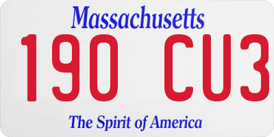 MA license plate 190CU3