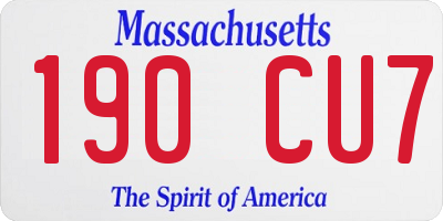 MA license plate 190CU7