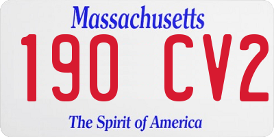 MA license plate 190CV2