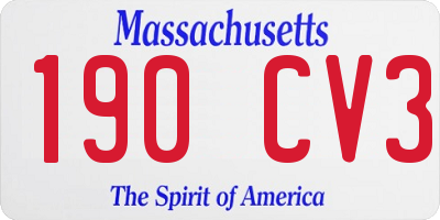 MA license plate 190CV3