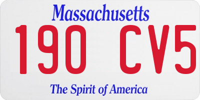 MA license plate 190CV5