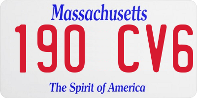 MA license plate 190CV6