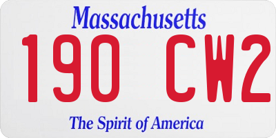 MA license plate 190CW2
