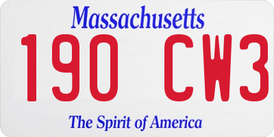 MA license plate 190CW3